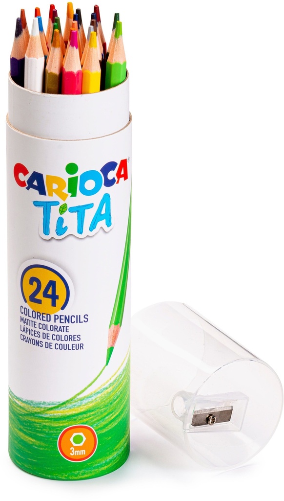 Colored Pencil, Tube Of 24 Pcs + Sharpener, Carioca Tita