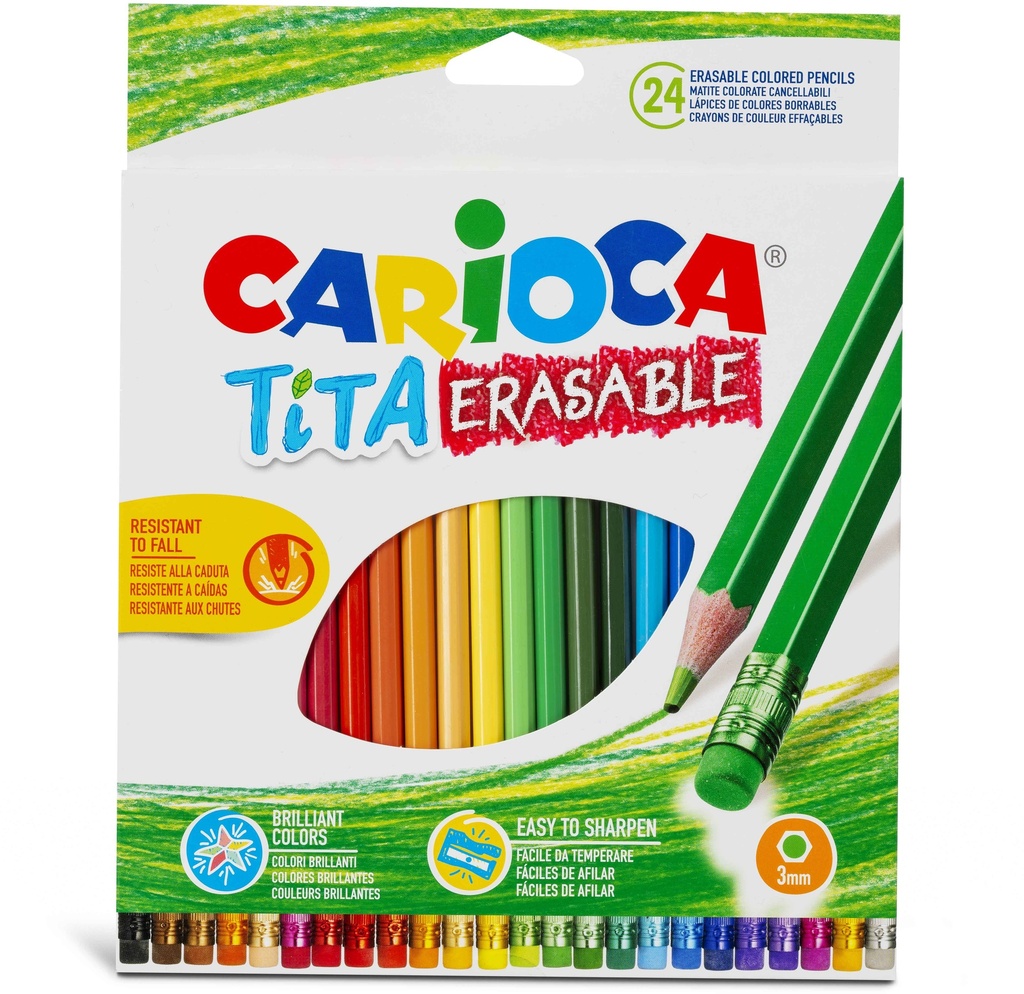 Colored Pencil, Erasable Of 24 Pcs, Carioca Tita