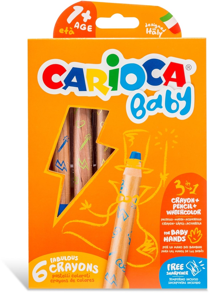 Color Pencil 3in1, Pencil, Wax & watercolor Set of 6pcs, Ã˜ 10mm