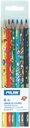 Box 6 triangular metal colour pencils, black wood