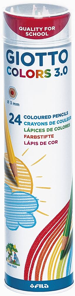 Colored Pencil Metal Tub of 24 Pcs, Giotto Colors 3.0