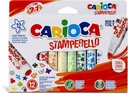 Marker Double Felt Pen Tip, With Stamps, Set Of 12 Pcs, Carioca