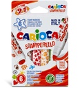Marker Double Felt Pen Tip, With Stamps, Set Of 6 Pcs, Carioca