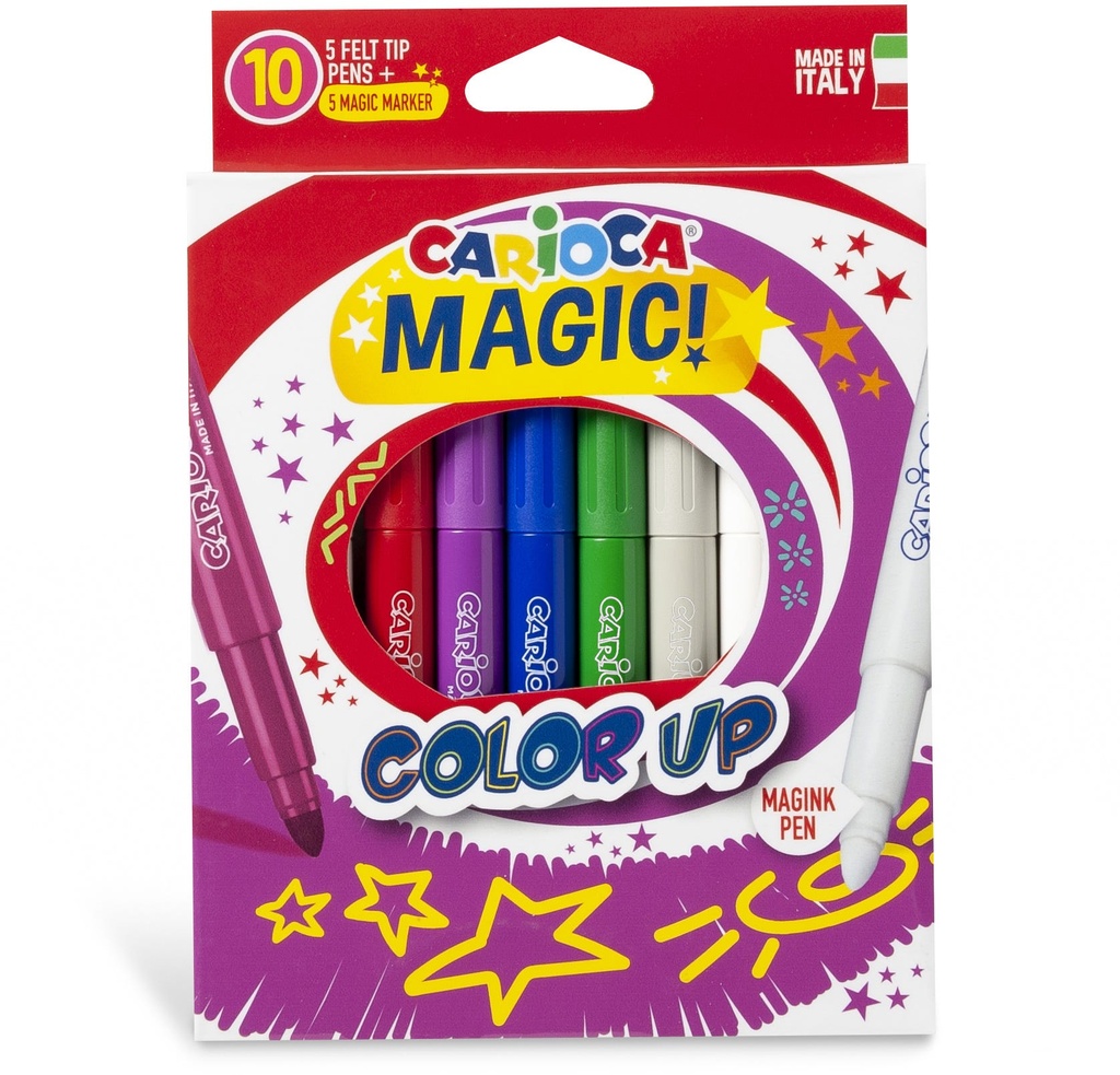 Marker Felt Pen, Maxi Tip, With Magic Ink Pen, Set Of 10 Pcs, Carioca
