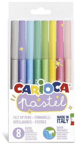 Carioca Pastel Plastic Box 8Pcs Felt Tip Pens