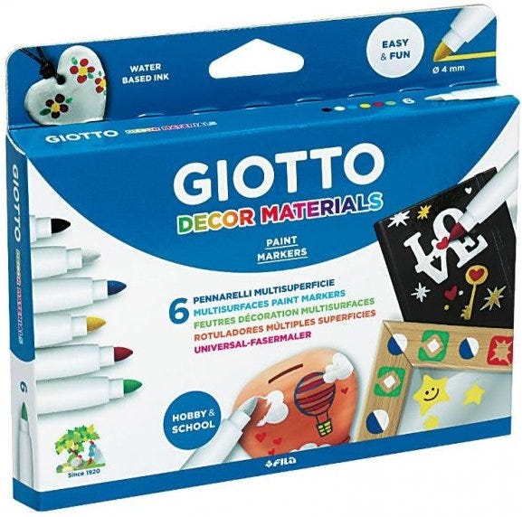 Felt Marker Multi Surfaces Set of 6 - Giotto Decor Materials