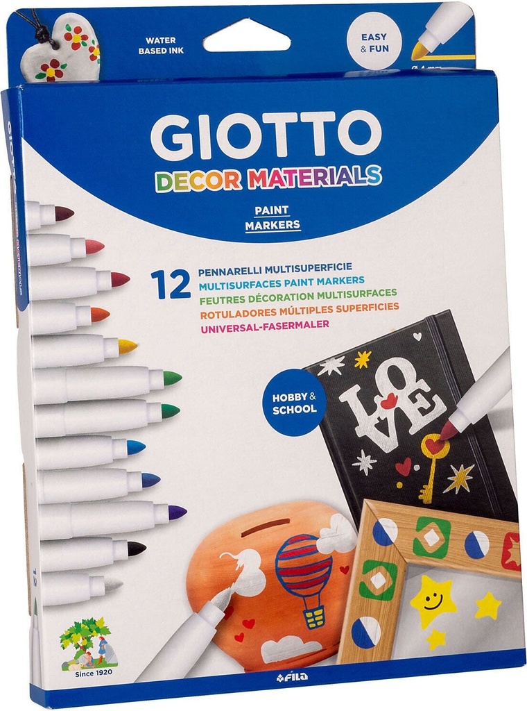 Felt Marker Multi Surfaces Set of 12 - Giotto Decor Materials