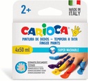 Finger Paints Set Of 4 x 50Ml, Washable, Non-toxic & odourless , Carioca