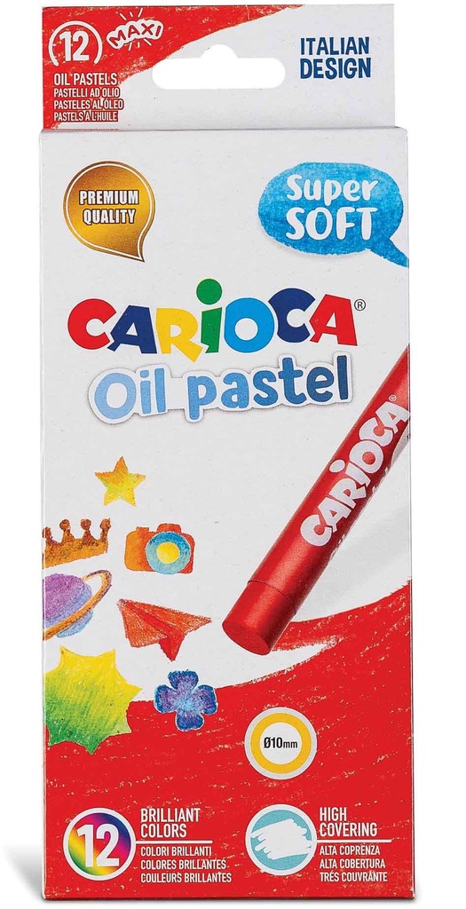 Oil Pastels Set Of 12 Colors, Maxi Ã˜ 10, Carioca