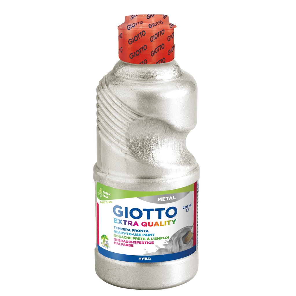 Tempera School Paint Extra Quality 250 ml, Silver Metal - Giotto
