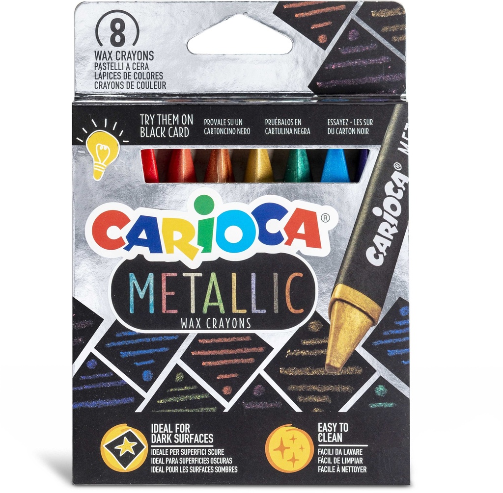 Crayons Wax, Metallic Color, Set Of 8 Pcs, Carioca