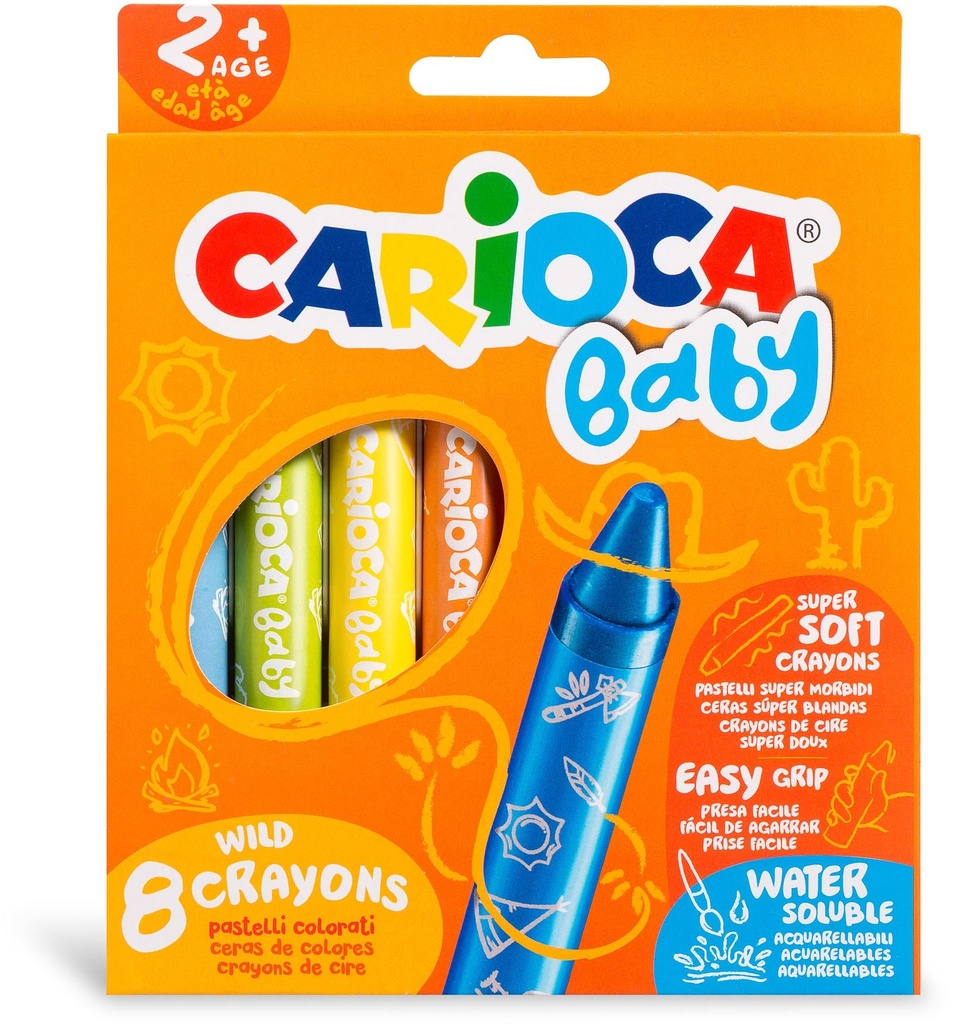 Crayons Set of 8Pcs, Watersoluble, Wild 2+Bo, Carioca