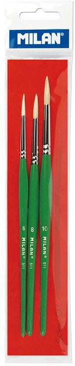 Brushes Flat, Thick For Glue & Poster Paint, Chungking Bristle, Series 511 No. 6, 8 And 10