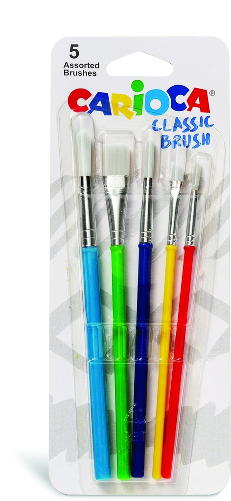 School Brushes, Nylon Soft & resistant, Set Of 5Pcs, Carioca-43171
