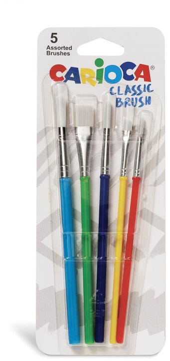 School Brushes, Nylon Soft & resistant, Set Of 5Pcs, Carioca-43172
