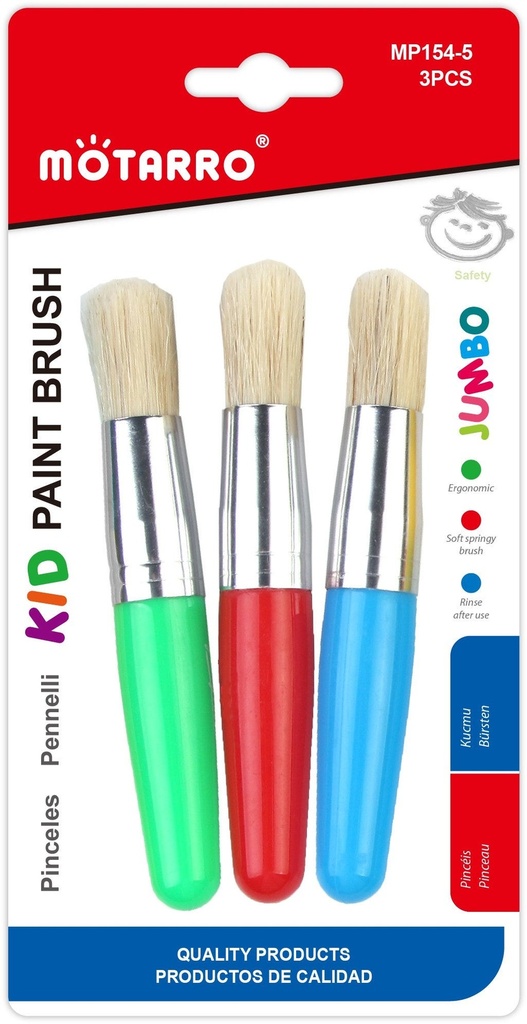 Brush Paint Pole Pig Thick rounded Set of 3Pcs