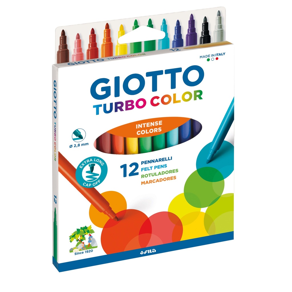 Felt Tip Marker, Set of 12 pcs, Giotto Turbo Color