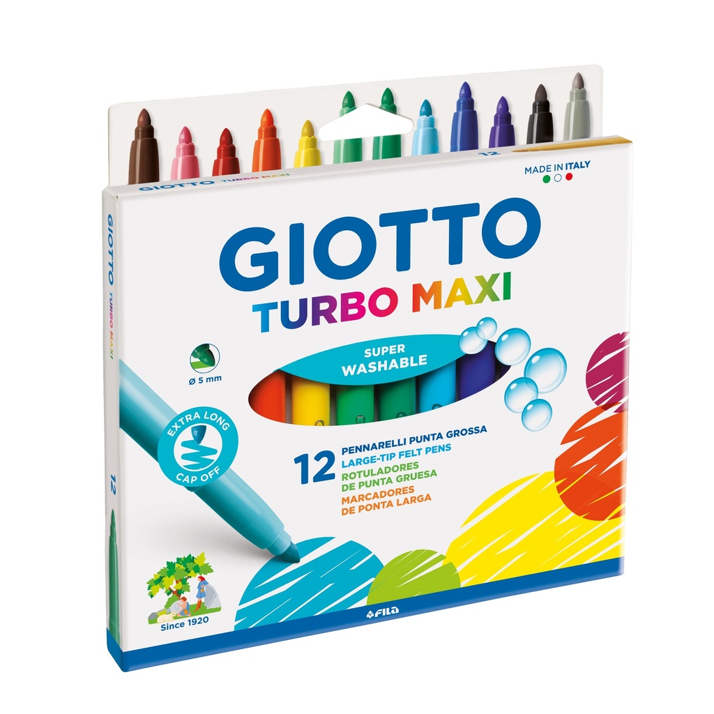 Felt Tip Marker Jumbo, Set of 12 pcs, Giotto Turbo Maxi