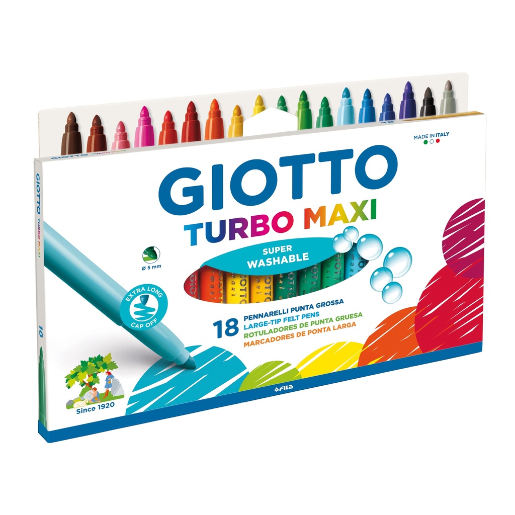 Felt Tip Marker Jumbo, Set of 18 pcs, Giotto Turbo Maxi