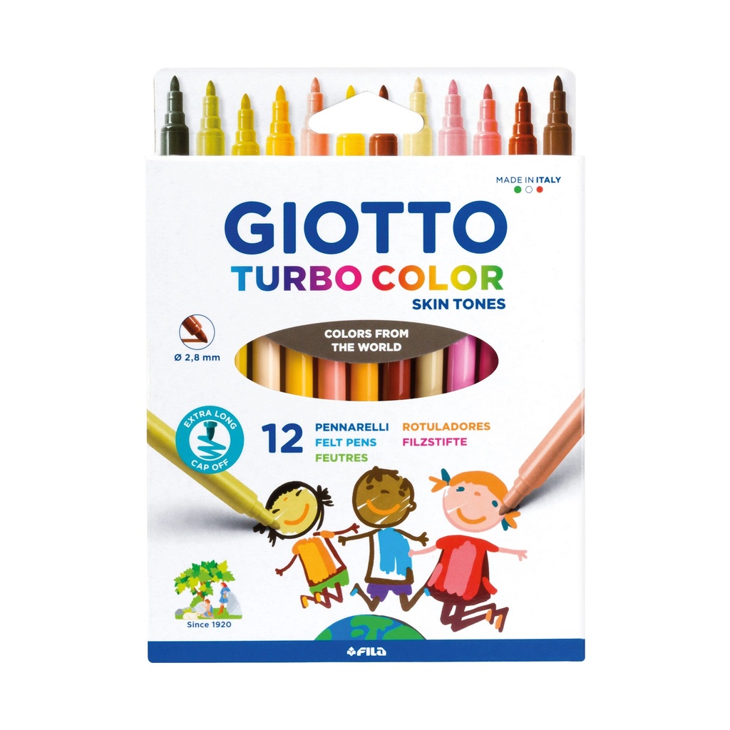 Felt Tip Marker, Skin Tones, Box 12 pcs, Giotto Turbo Color Skin Tones