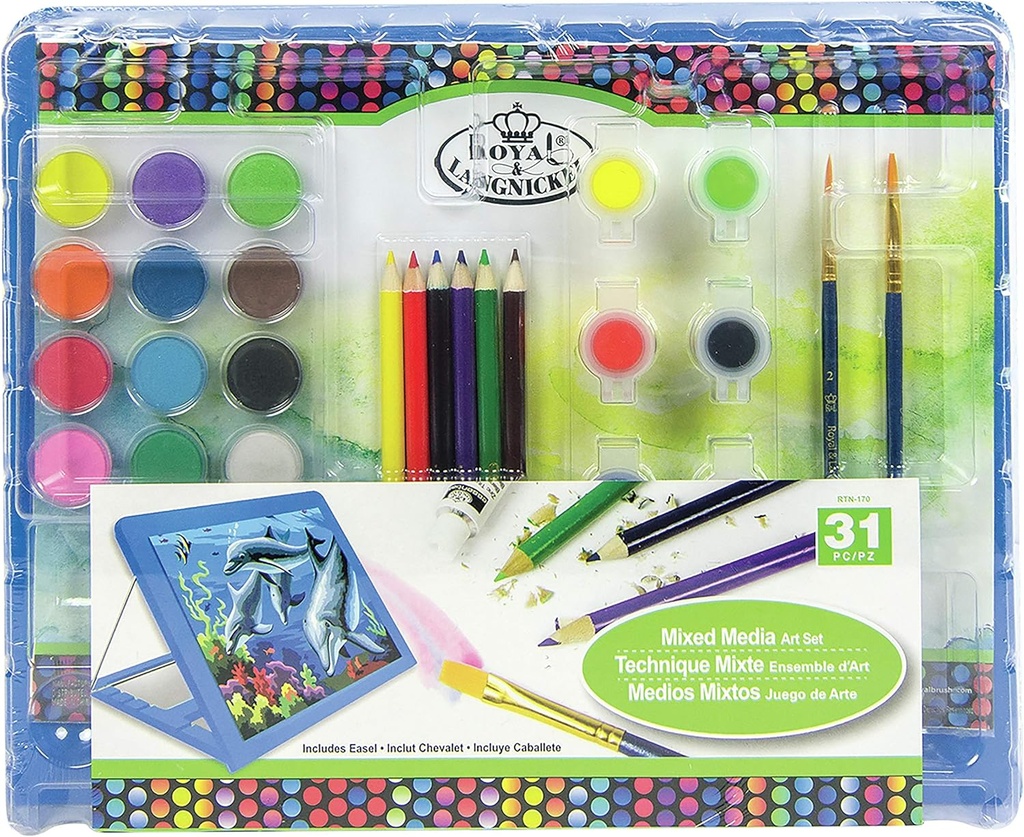 Mixed Media Blue Easel Art Set