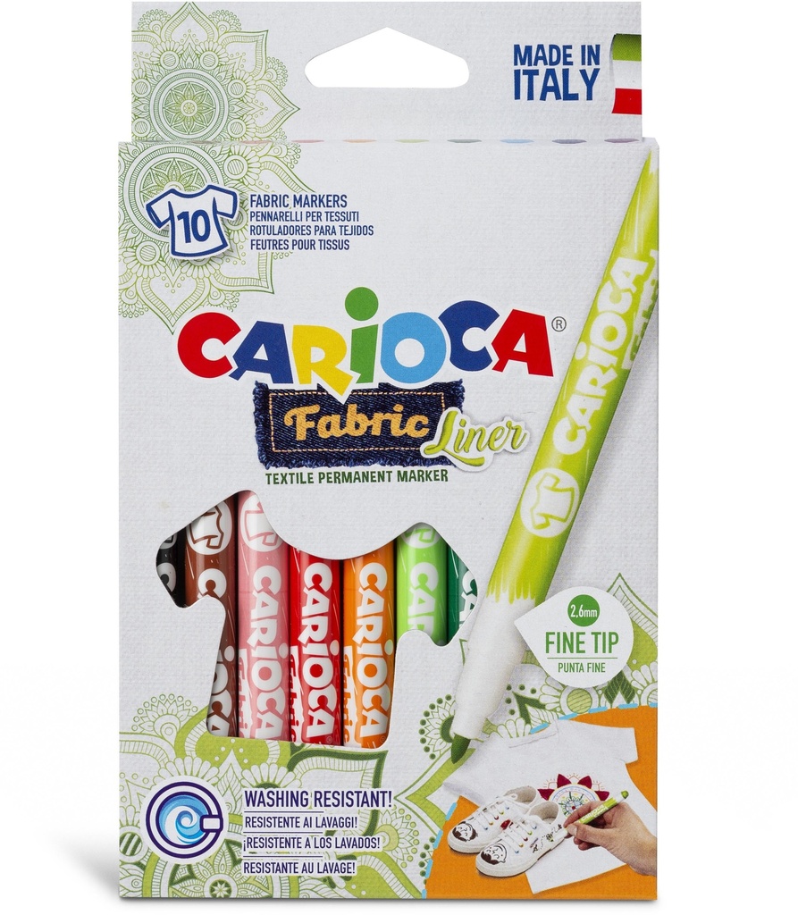 Fabric Marker Felt Pen, Fine Tip, Magic Erasable, Set Of 10 Pcs, Carioca
