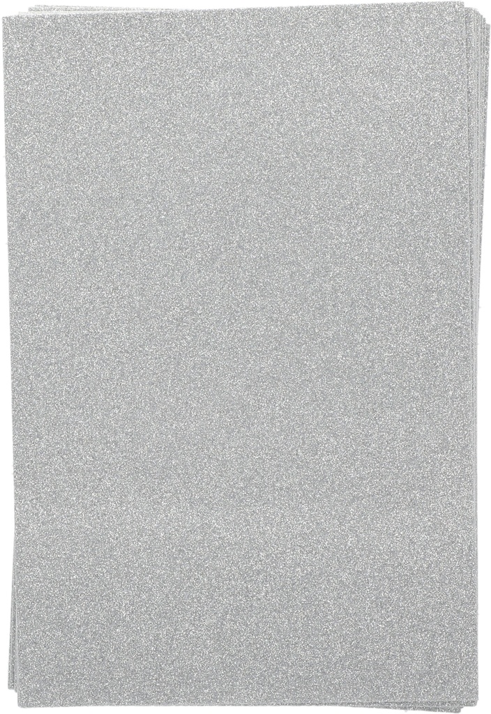 Glitter Eva Foam A4 W Glue #3 Silver Packet of 10pcs