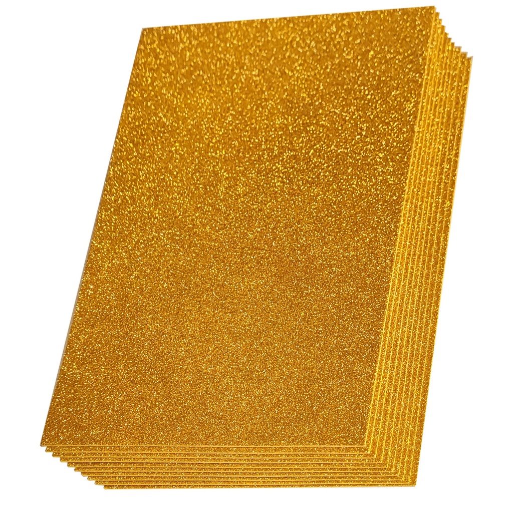 Glitter Eva Foam A3 W Glue #2 Gold Packet of 10pcs