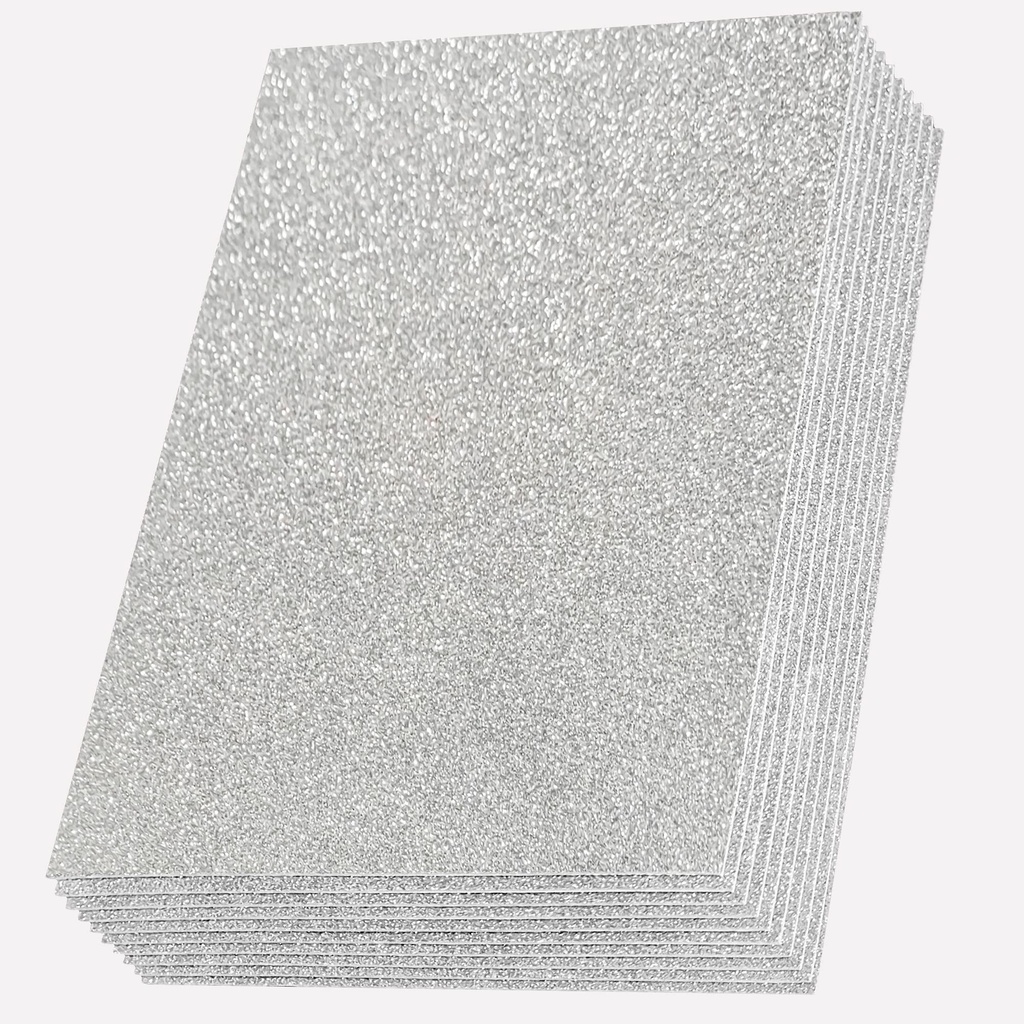 Glitter Eva Foam A3 W Glue #3 Silver Packet of 10pcs