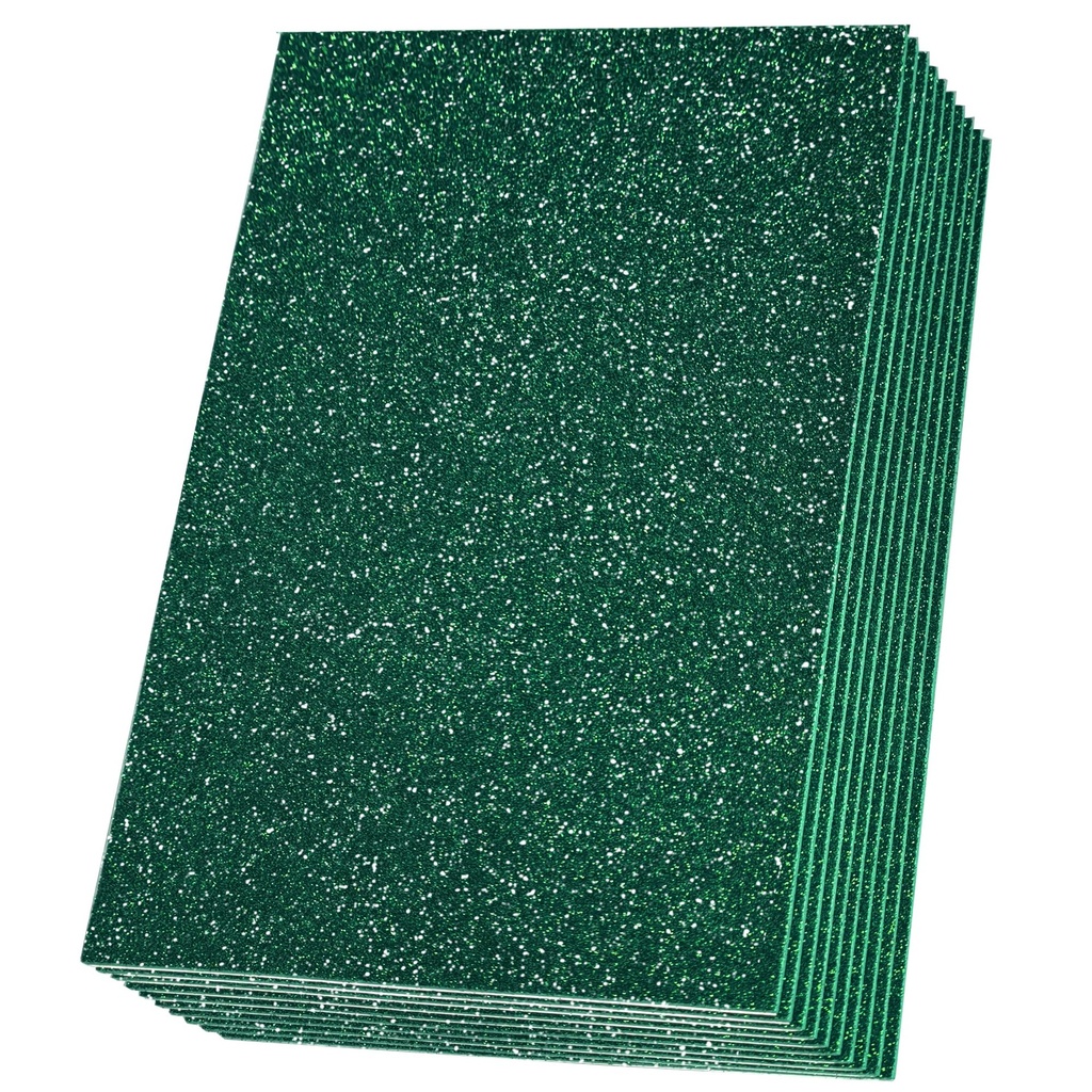Glitter Eva Foam A3 W Glue #8 Green Packet of 10pcs