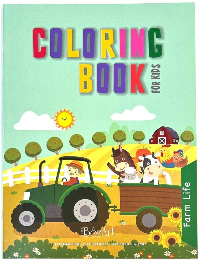 Color Drawing Books, 100gsm, 16page, 21x28cm, Farm Life Thems