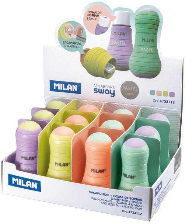 Eraser with pencil sharpener, SWAY Pastel