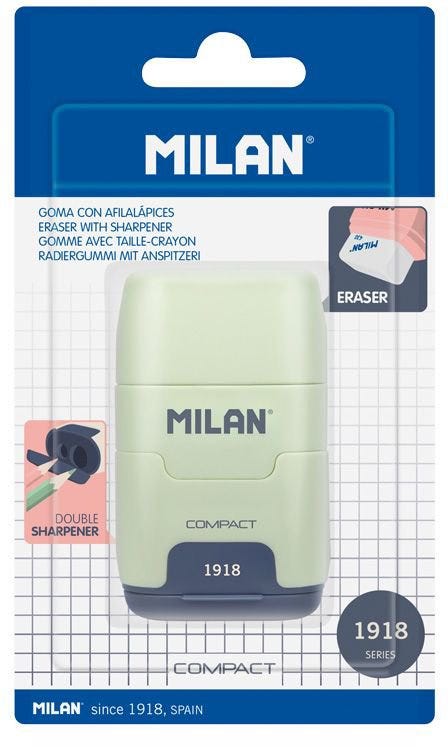 Blister pack eraser with pencil sharpener COMPACT 1918 series