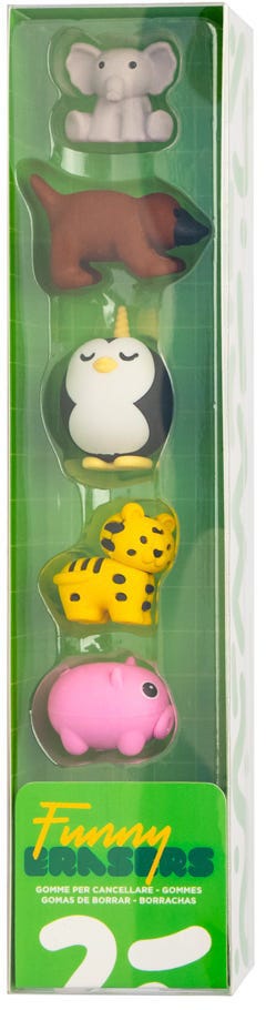Animals 5 Set Of 5 Erasers