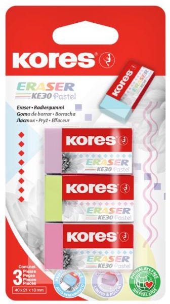 Eraser Ke30 Mix Pastel Col., Displaybox