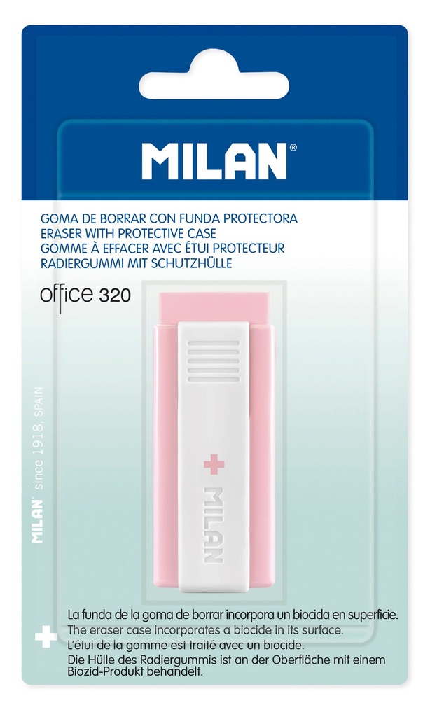 Eraser With Protectiove Cae OFFICE 320 + Pink- Blister