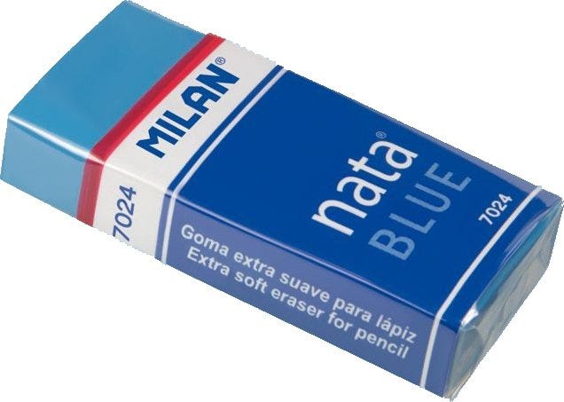 Box 24 soft blue nataÂ® 7024 erasers (with carton sleeve and wrapped)