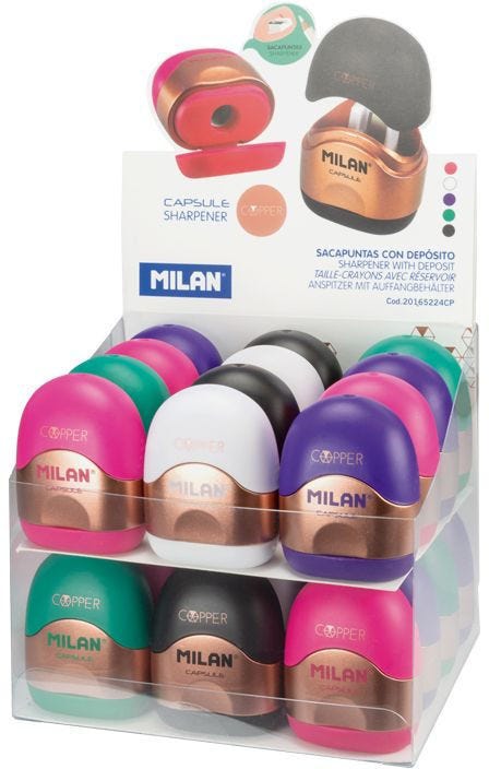 Sharpener Pencil With Container, Capsule Copper