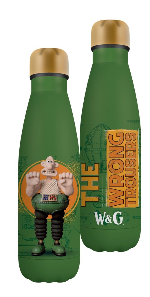 Metallic Water Bottle 500Ml Wallace & Gromit Wallace
