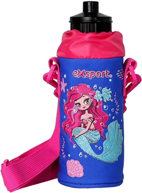 Water Bottle BPA W/ Shoulder Strap Kids - Mermaid -Exsport