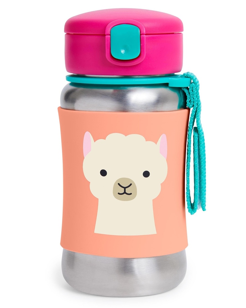 Zoo Stainless Steel Little Kid Straw Bottle - Llama