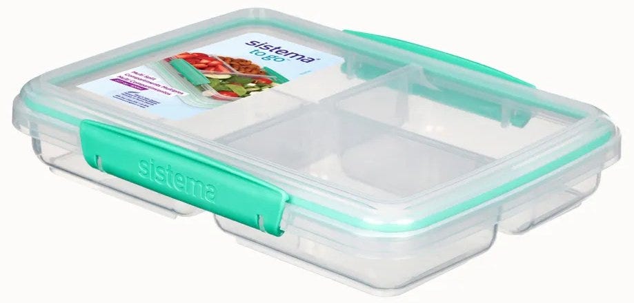 Multi Parts Fruit Box Split 820ml To Go- Minty Teal