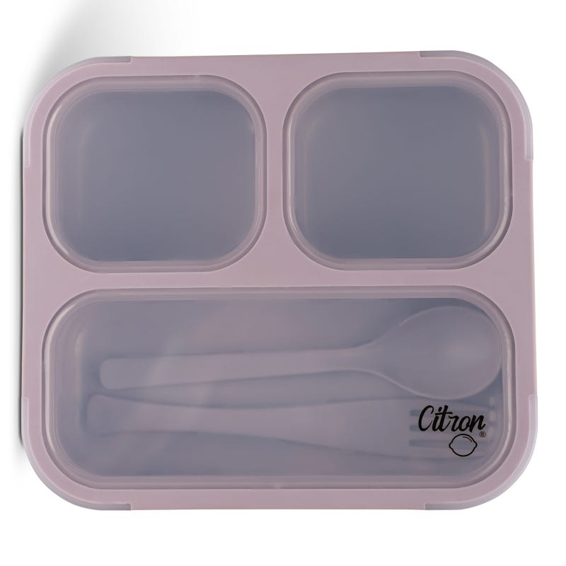 Lunch Box with Fork & Spoon - Purple 