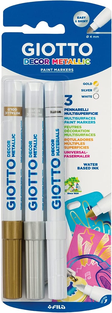 Marker Decor Metallic, Blister 3 pcs, Gold, Silver, White