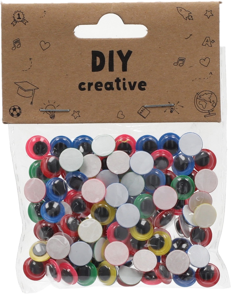 Googly Eyes Movable, adhesive 10m Colorful