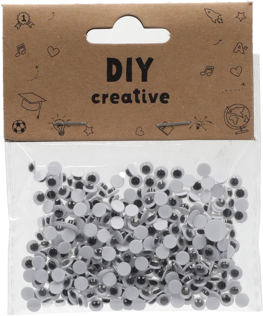 Googly Eyes Rounded, adhesive 7mm White/Black