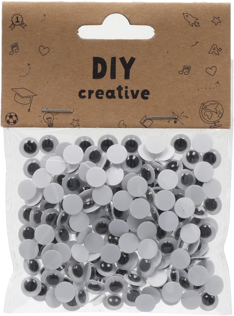 Googly Eyes Rounded, adhesive 8mm White/Black