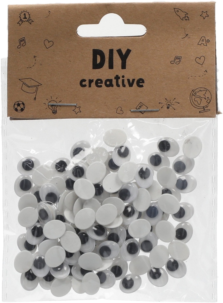Googly Eyes Elliptic, adhesive 8x10mm White/Black