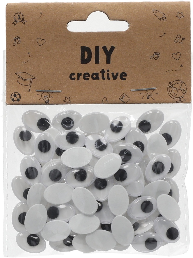Googly Eyes Elliptic, adhesive 10x15mm White/Black
