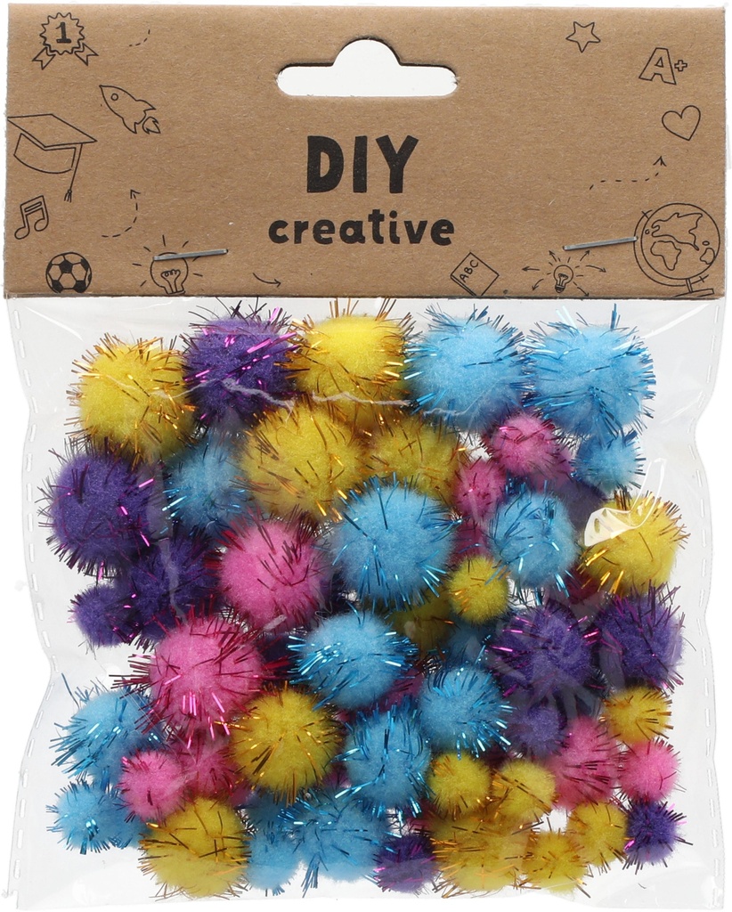 PomPoms 80pcs assorted Size 1.5cm(25pcs),2cm(15pcs),1cm(40(pcs) Assorted Color
